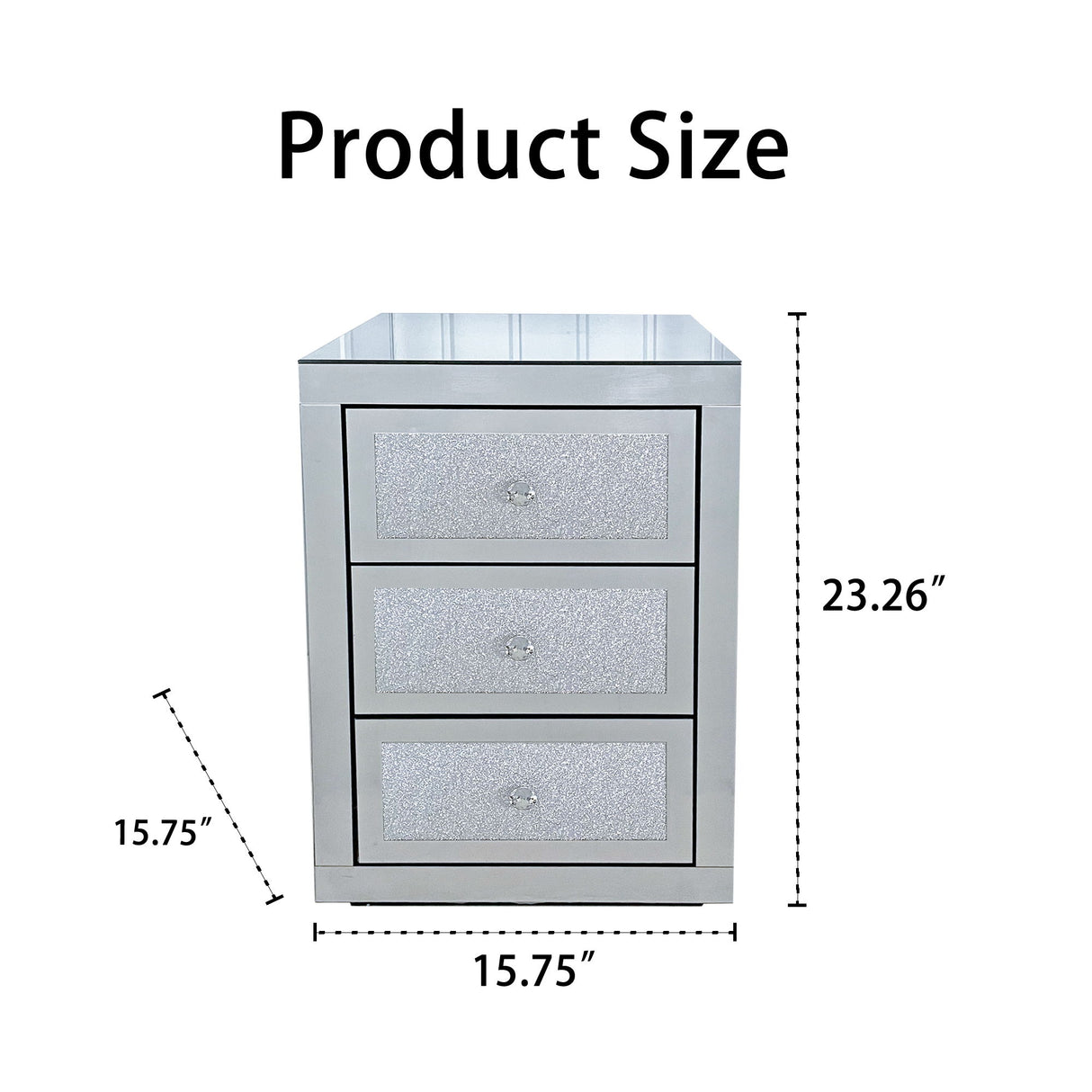 3 Drawer Nightstand - Silver