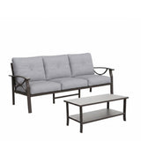 Patio Furniture Set, Coffee Table And Cushions For Backyard