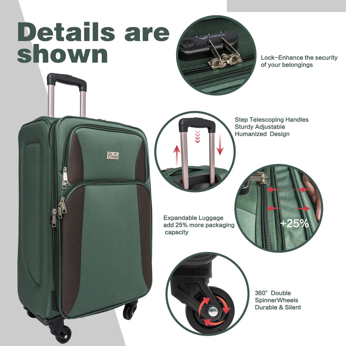 4 Piece Set Softshell Luggage