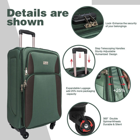 4 Piece Set Softshell Luggage