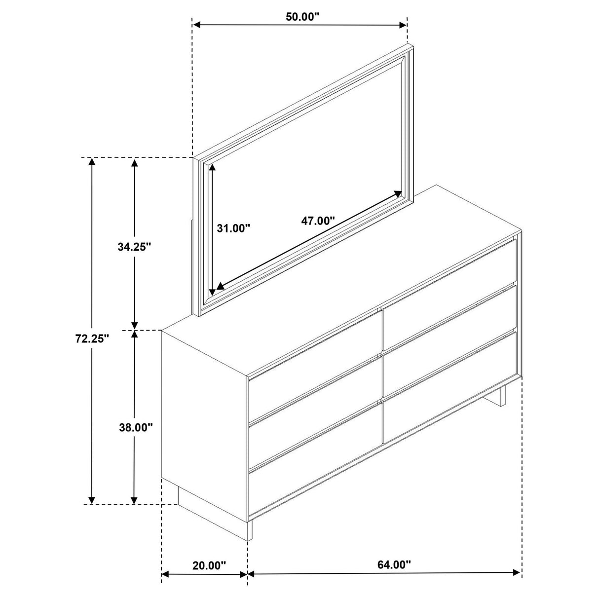 Hemlock - 6 Drawer Dresser With Mirror - Brown