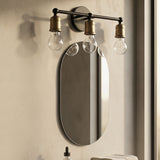 3 Light Wall Sconce, Vanity Light, No Bulbs Included - Black / Gold