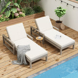 Outdoor Lounge Chairs, 5 Position Chaise Lounge With Adjustable Backrest (Set of 2) - Gray