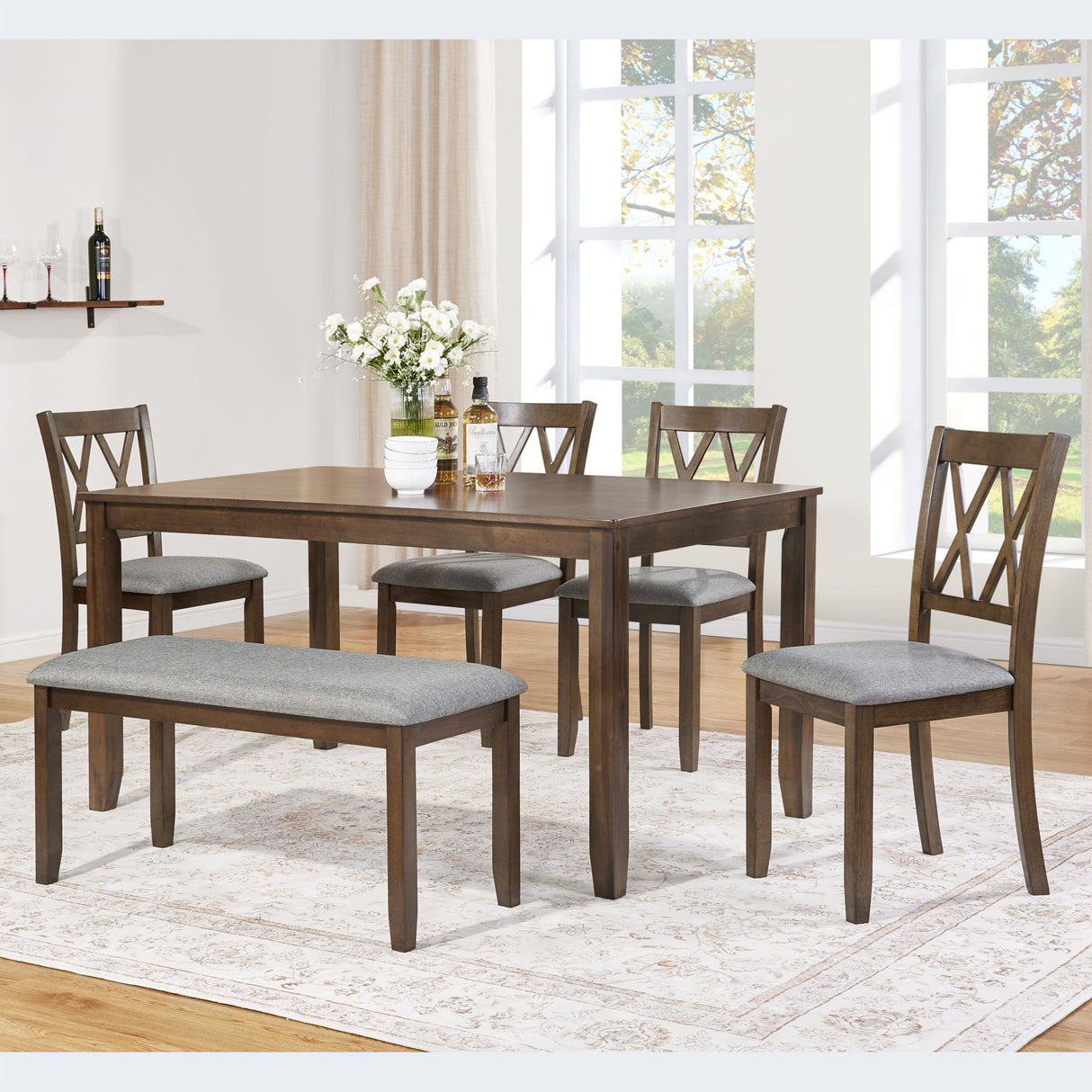 Modern Dining Set With Upholstered Chairs