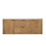 Double Sink Bathroom Vanity Soft Close Doors, Divided Drawers, Wall Mounted - Wood