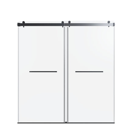 Frameless Double Sliding Soft-Close Shower Door, 3 / 8" (10Mm) Thick SGCC Tempered Glass Door, Matte