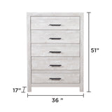 Modern Style 5 Drawer Chest In Natural Rustic Wood With Clean Lines And Spacious Storage