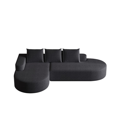 Modern Curved Sofa, L-Shaped Modular Sectional Set With 3 Pillows