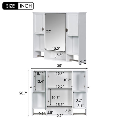 Wall Mounted Bathroom Storage Cabinet With Mirror, Medicine Cabinet With Towel Bar