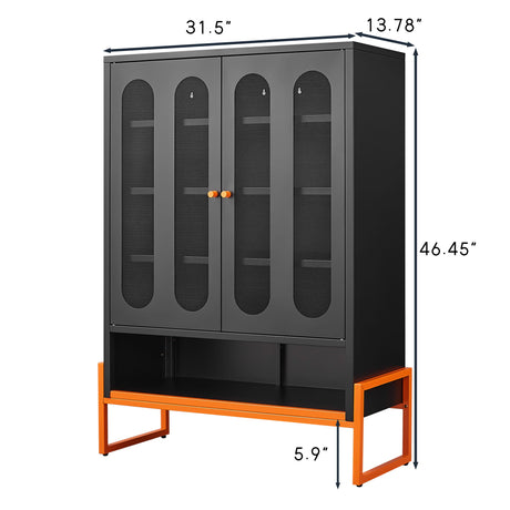Modern Metal Shoe Cabinet With DoublebSided Doors And Adjustable Partitions