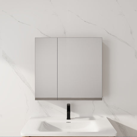 29.63" Wall Mounted Cabinet With Adjustable Shelves Storage Cabinet For Bathroom - Imitative Oak