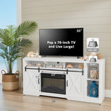 Farmhouse TV Stand With Sliding Barn Doors & Adjustable Storage