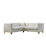 L-Shaped Corner Sofa, 5 Seater Sectional With Tufted Design