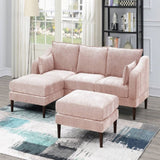 Modular L-Sectional Set With Ottomans - Pink