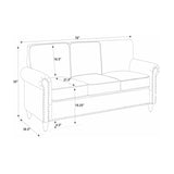 Sofa With Rolled Arms And Studs Trim - Brown