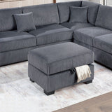 3 Piece Sectional Sofa With Reversible Chaise And USB Storage Ottoman
