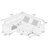 Convertible Sectional Upholstered Sleeper Sofa With Storage Chaise