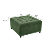 Square Tufted Storage Ottoman With Nailhead Trim