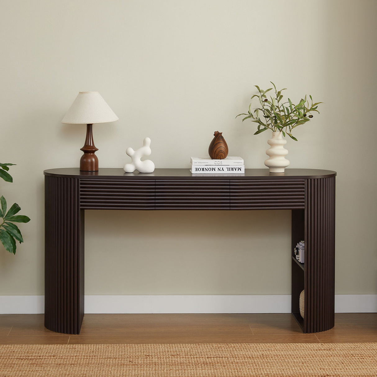 Retro Console Table With Storage, 3 Drawers