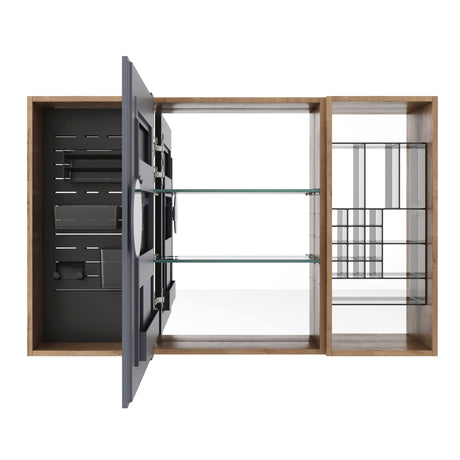 Wall Mounted Bathroom Mirror Cabinet With Storage - Imitative Oak