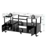 Outdoor Grill Table For Big Egg Style Bbq With Metal Grill Cart And Storage Box And Metal And Stainless Steel - Black / Silver