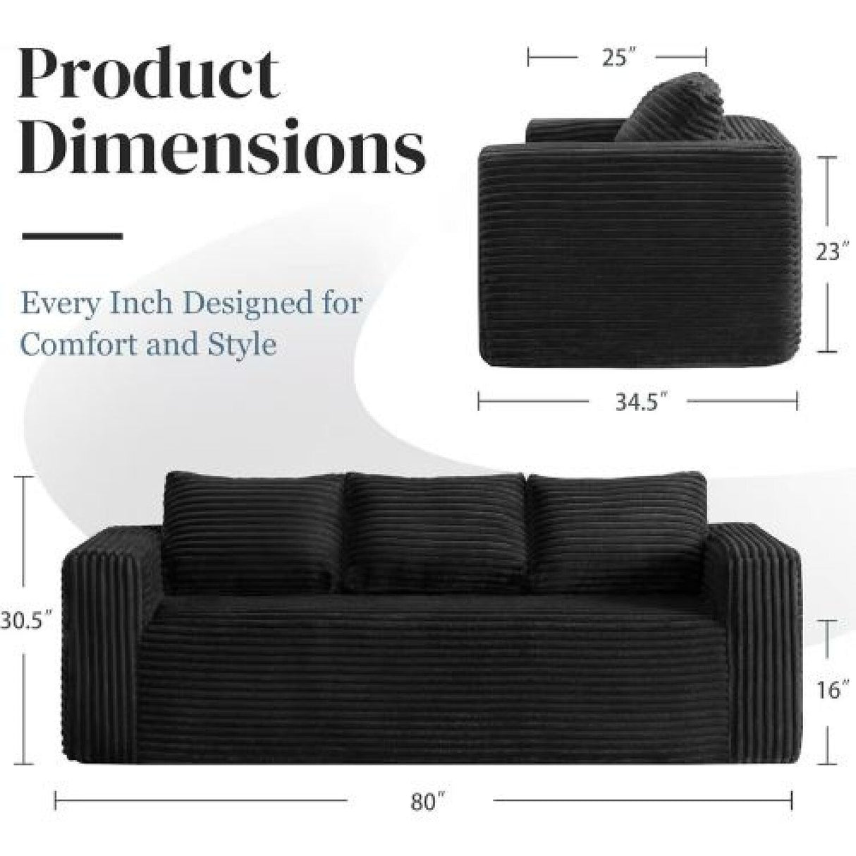 Cloud Loveseat Sofa Couch, Compressed - Black