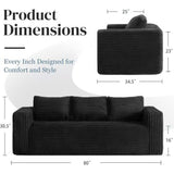 Cloud Loveseat Sofa Couch, Compressed - Black