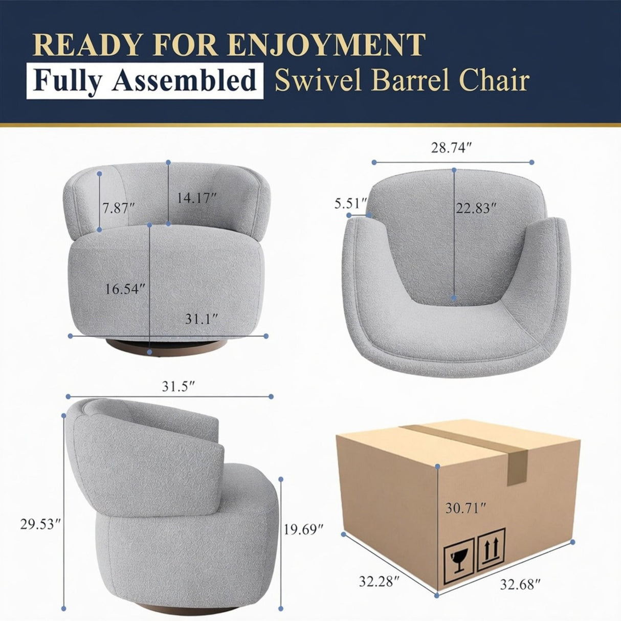Swivel Barrel Accent Oversized Club Chair