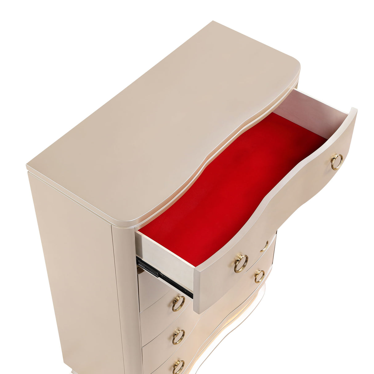 Flora - 5 Drawer Chest With Vertical Storage, LED Lighting - Champagne