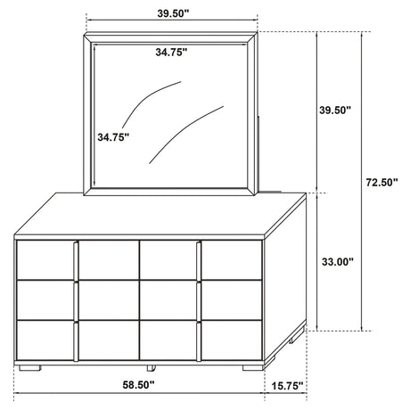 6 Drawer Dresser With Mirror - White
