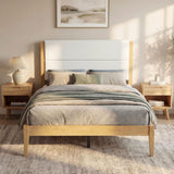 Platform Bed Frame With Upholstered Headboard, Slat Support