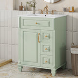Freestanding Bathroom Vanity With Sink, 3 Drawers & Flip-Out Drawer
