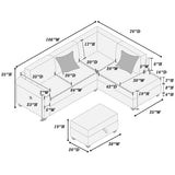 Contemporary Sectional Set With Right Arm Chaise, Left Arm Sofa With USB Port, Storage Ottoman