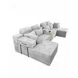 U-Shaped Sectional Sofa With Chaise Lounge And Cup Holders