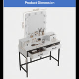 Vanity Desk With 3 Color Lighted Mirror And 4 Drawers