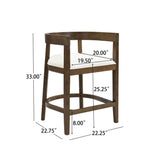 Modern Rubberwood Counter Stool Set With Upholstered Seats