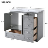 Shaker Free Standing Bathroom Vanity Cabinet & Sink, Soft Close Drawers, Soft Close Doors