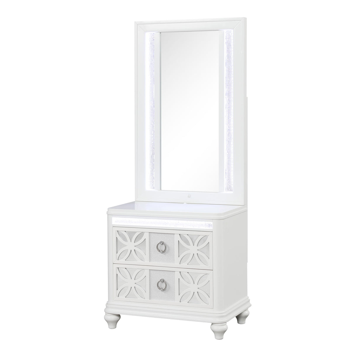 Abigale - Nightstand With Mirror Top, LED Lighting (Includes Mirror And Nightstand) - White