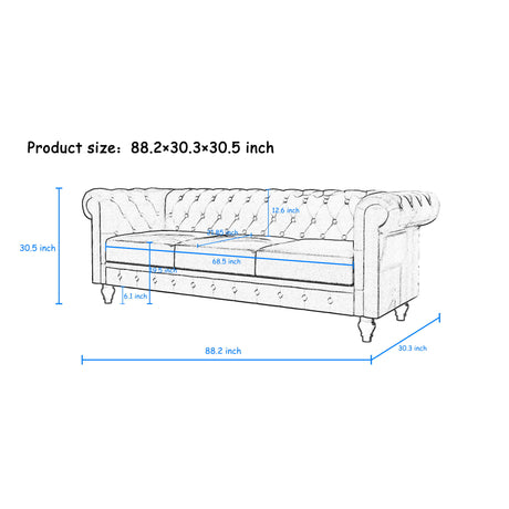 2 Piece Sofa Set With Rolled Armrests