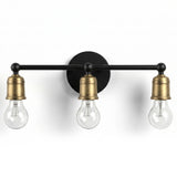 3 Light Wall Sconce, Vanity Light, No Bulbs Included - Black / Gold