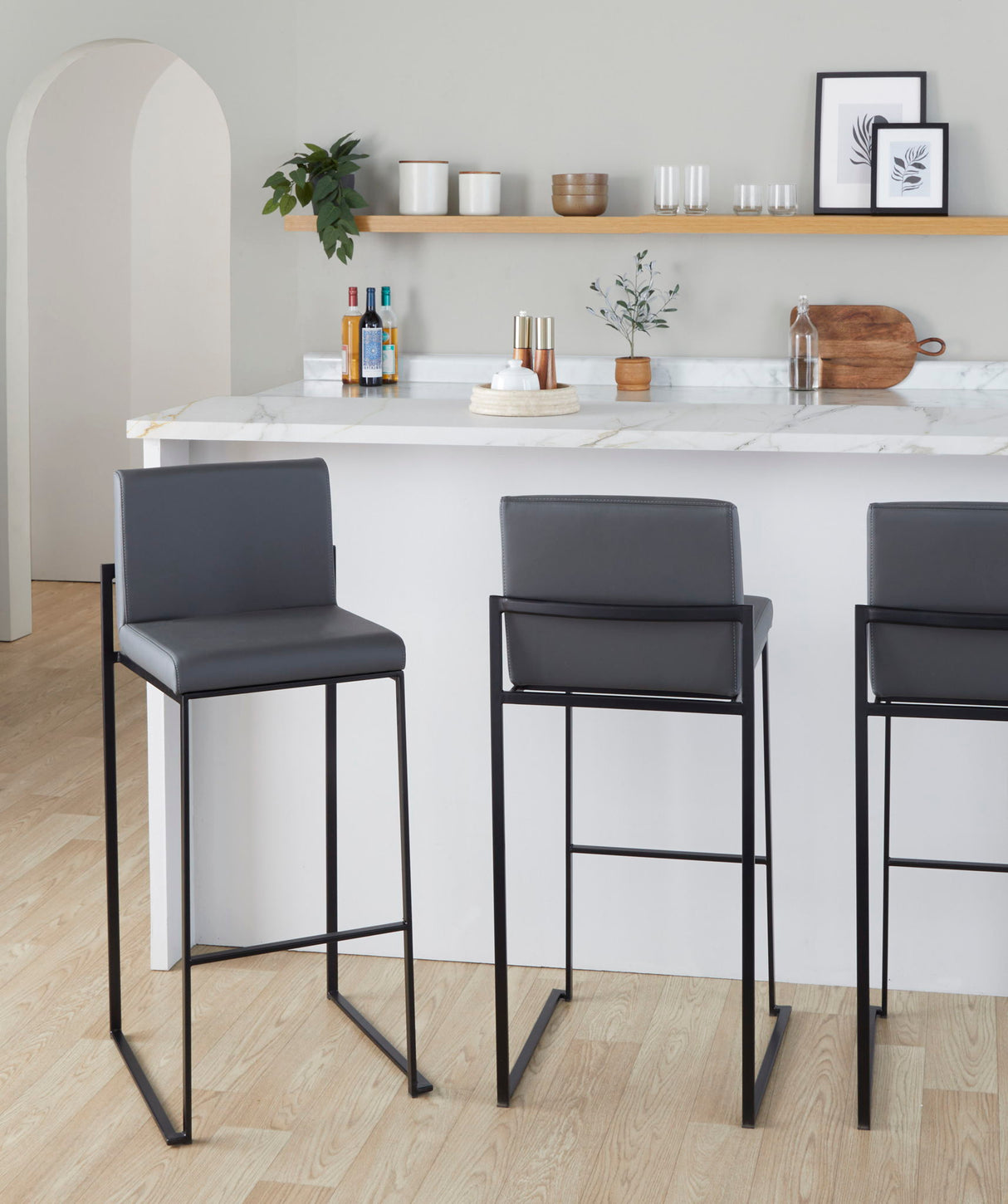 Fuji - Contemporary High Back Barstool Elegant Design