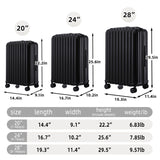 20" / 24" / 28" 3 Pieces / Set Spinner Wheel Luggage, Carry On Suitcase, With Cup Holder & USB Port & Phone Holder