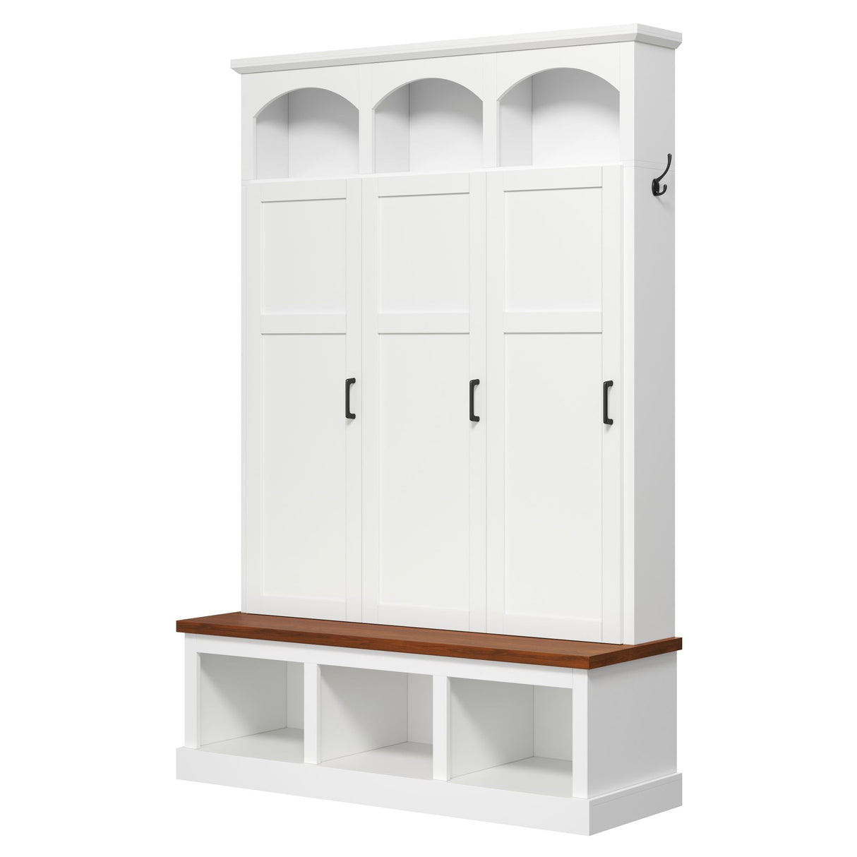 Classic Arched Design Hall Tree With 3 Hidden Storage