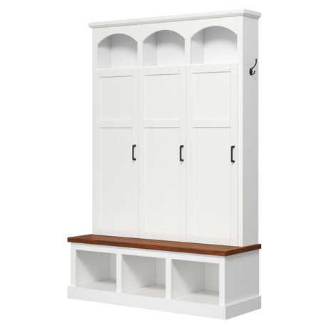 Classic Arched Design Hall Tree With 3 Hidden Storage