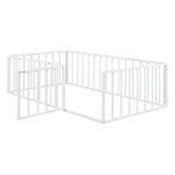 Metal Floor Bed Frame With Fence And Door