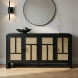 Sideboard Buffet Cabinet With 4 Doors & Adjustable Shelves - Black