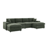 Upholstered Symmetrical Modular Sectional With 6 Seating