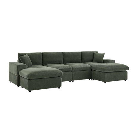 Upholstered Symmetrical Modular Sectional With 6 Seating