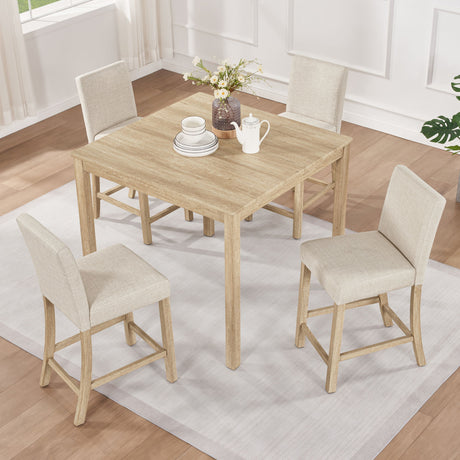 5 Piece Counter Height Table Set With 4 Chairs