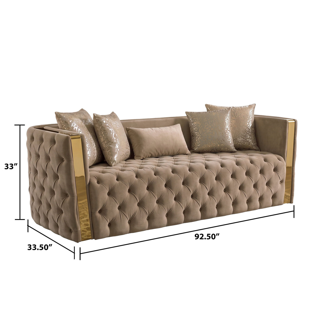 Naomi - Button Tufted Sofa - Taupe